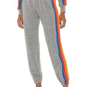 Aviator Nation Gray Sweatpants with Rainbow Stripes